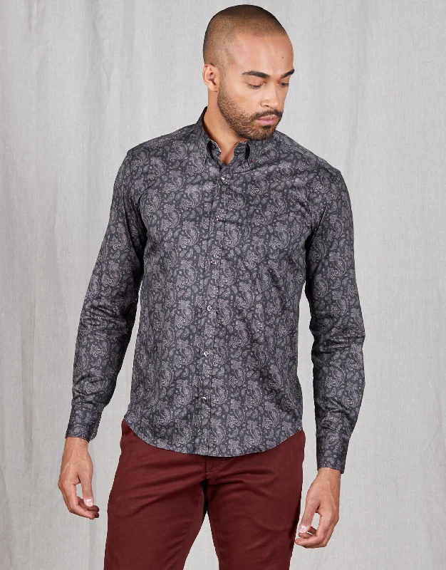 Retro Style Ohope Black Paisley Shirt