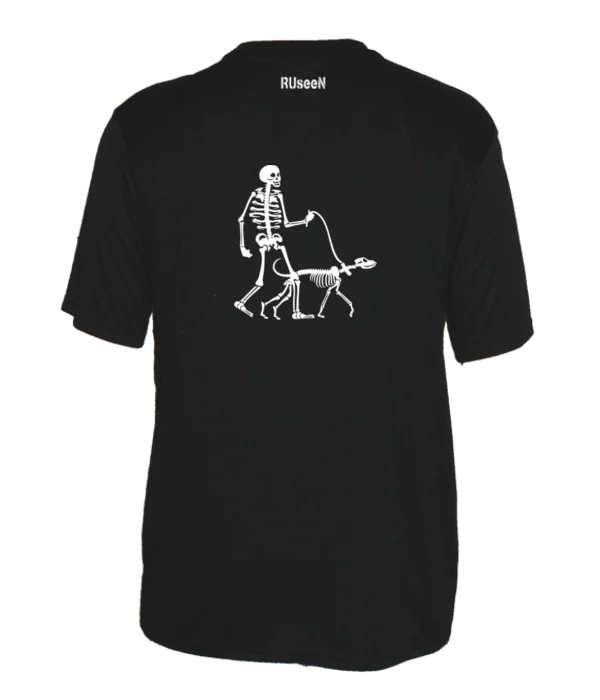 Stylish Apparel Men's Reflective Short Sleeve Shirt - Skeleton Walking Skeleton Dog