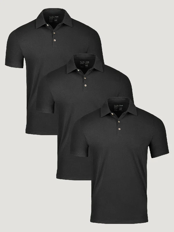 Sporty Wardrobe All Black Polo 3-Pack