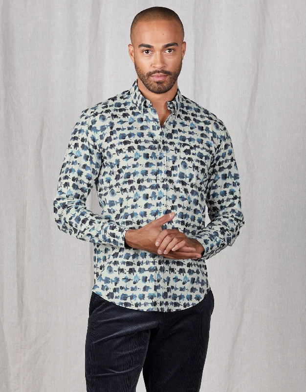 Streetwear Look Ohope Blue & White Watercolour Print Shirt