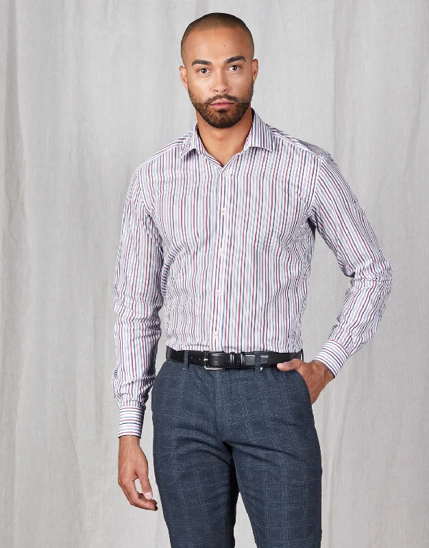 Relaxed Wardrobe London Pink, Red & Blue Stripe Shirt