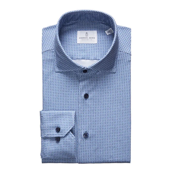 Trendy Comfort Modern 4 Flex Stretch Knit Shirt SF19188 Medium Blue