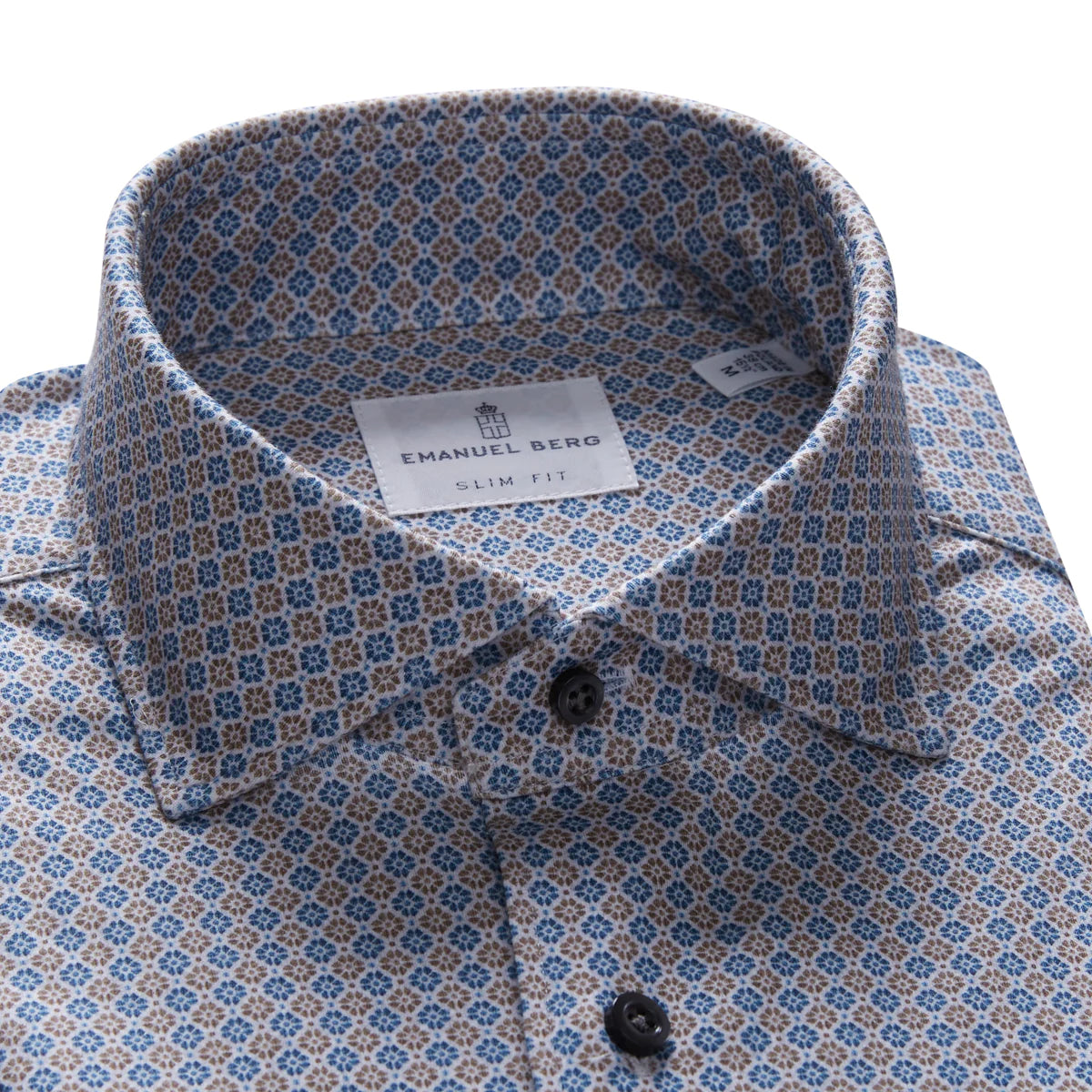 Blue Tan Floral Print