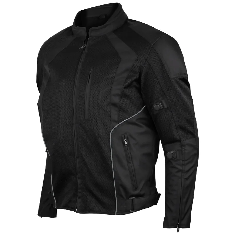 Timeless Apparel VL1623B Mens Black Mesh Motorcycle Jacket with CE Armor