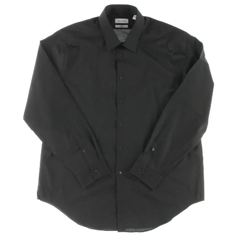 Stylish Looks Calvin Klein Mens Long Sleeve Point Collar Dress Shirt