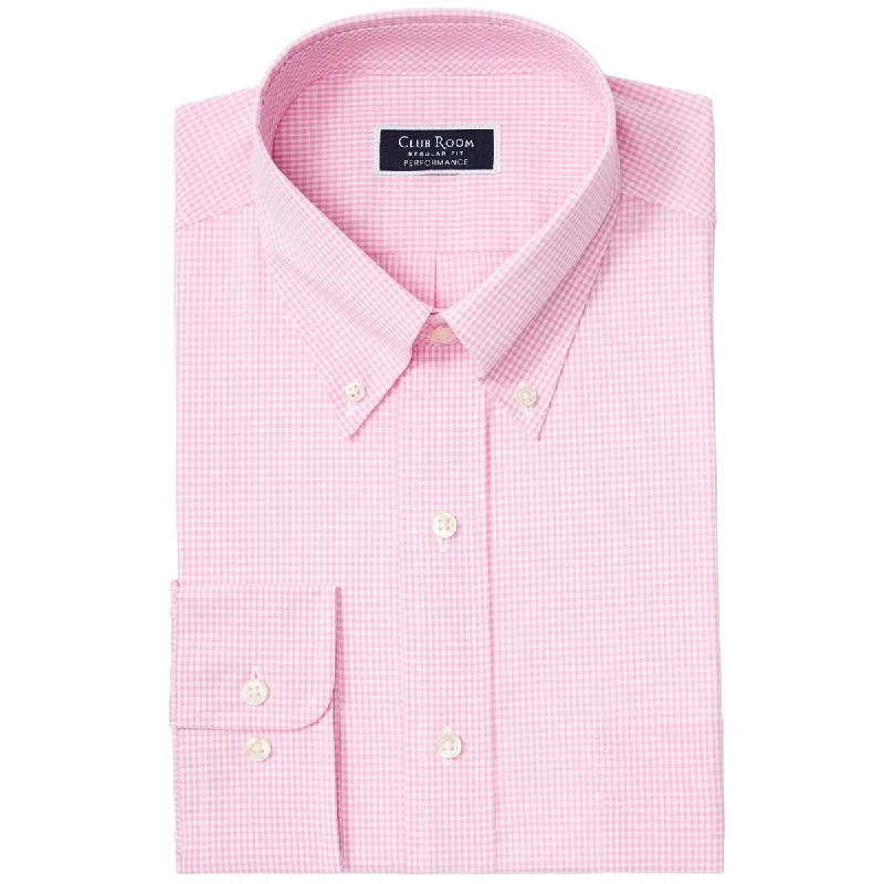 Street Style Club Room Mens Cotton Gingham Button-Down Shirt