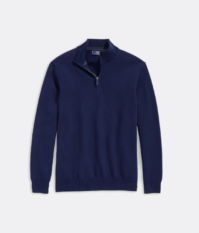 Essential Wardrobe Boathouse Tipped Quarter-Zip In Nautical Navy