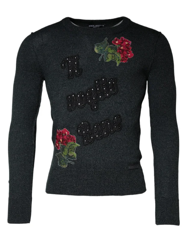Cozy Apparel Dolce & Gabbana Embellished Crew Neck Pullover Men's Sweater