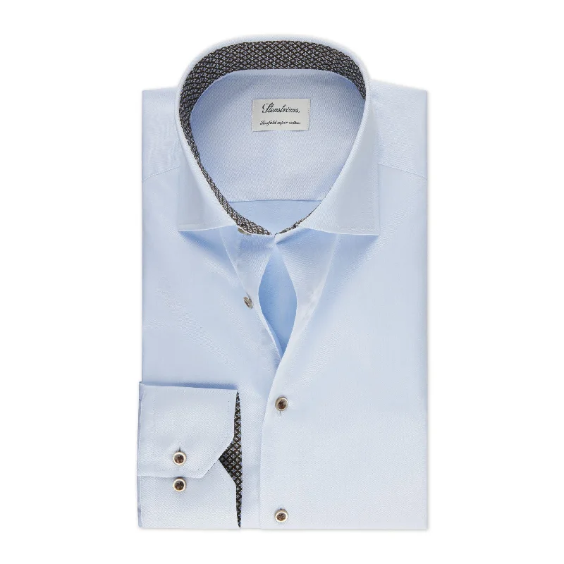 Versatile Looks Fitted Body Light Blue Twill Shirt  684751 0529 100