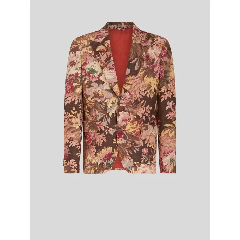 Luxury Comfort JACQUARD FOLIAGE JACKET WITH FLOWERS