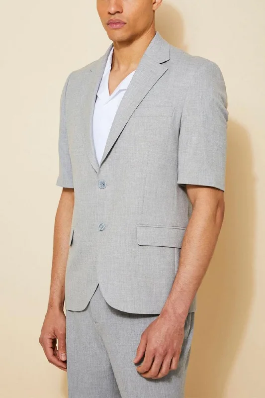 Premium Fabric Summer Casual Notch Lapel Men's Suit (Blazer+Shorts)