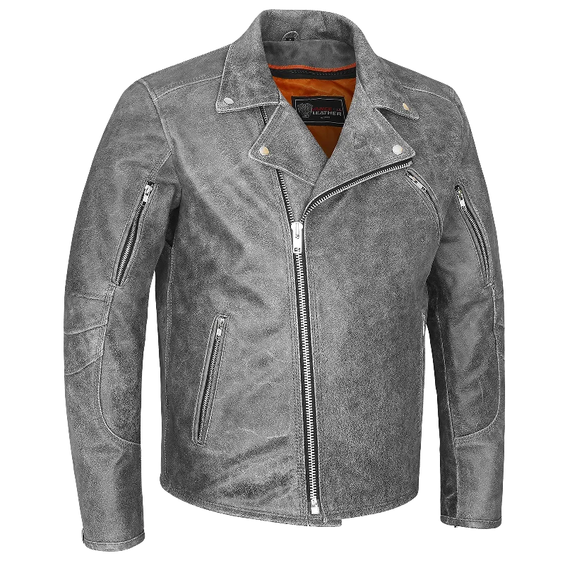 Stylish Apparel HMM517DG Men's Premium Leather Beltless Mcj W/dual Gun Pockets & Z/o Liner With Adjustable Collars For Different Styles
