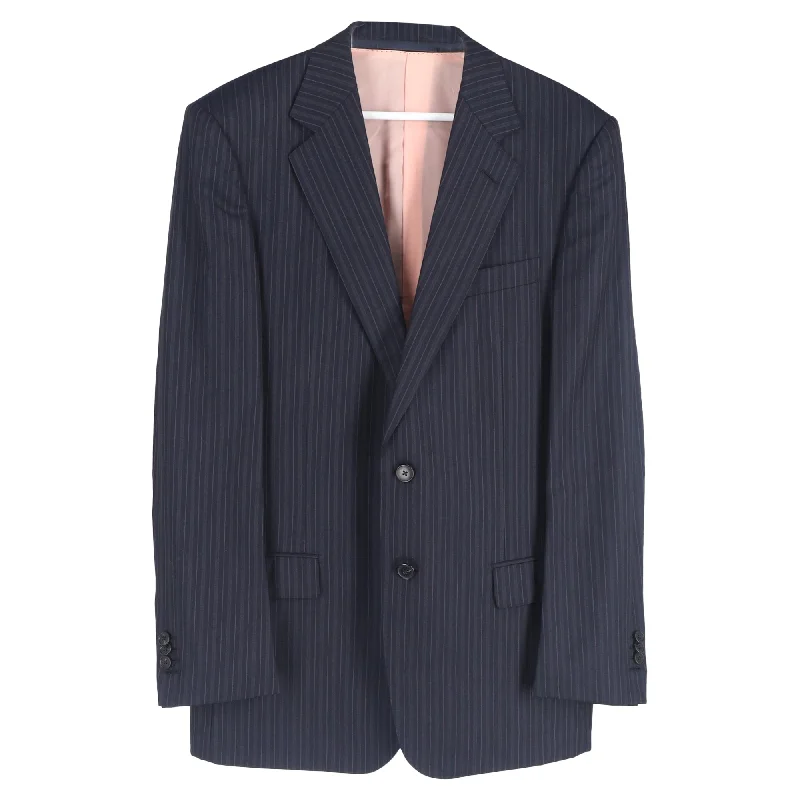 Everyday Wear Ermenegildo Zegna Striped Single-Breasted Blazer and Trousers Set in Navy Blue Wool