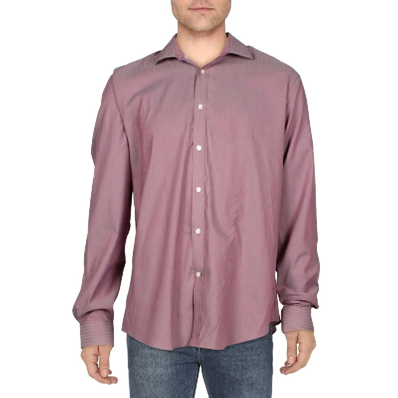 Comfortable Shirts Tommy Hilfiger Mens Flex Cool Herringbone Button-Down Shirt