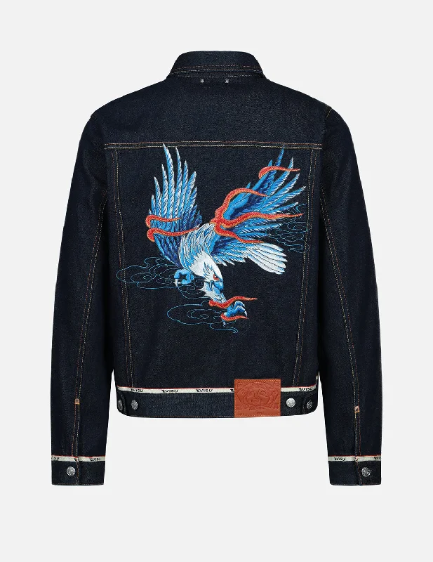 Premium Comfort Seagull and Eagle Embroidered Denim Jacket