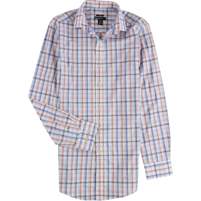 Modern Casuals bar III Mens Check Button Up Dress Shirt, Blue, 14.5" Neck 32"-33" Sleeve