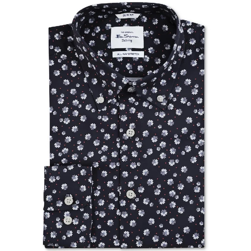 Versatile Outfits Ben Sherman Mens Floral Print  Button-Down Shirt