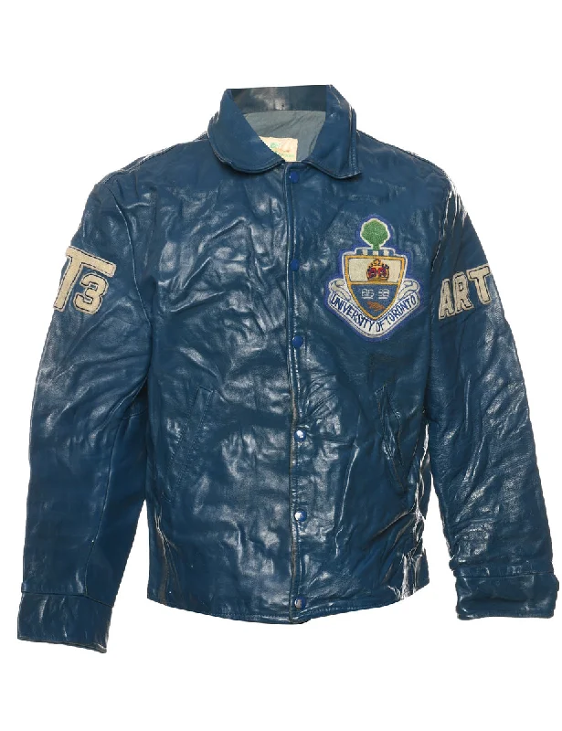 Relaxed Wearables Teal Leather Jacket - M