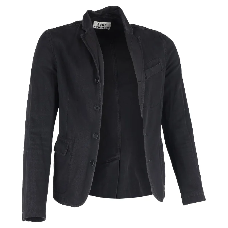 Cool Casuals Acne Studios Single-Breasted Blazer with Pockets in Black Cotton