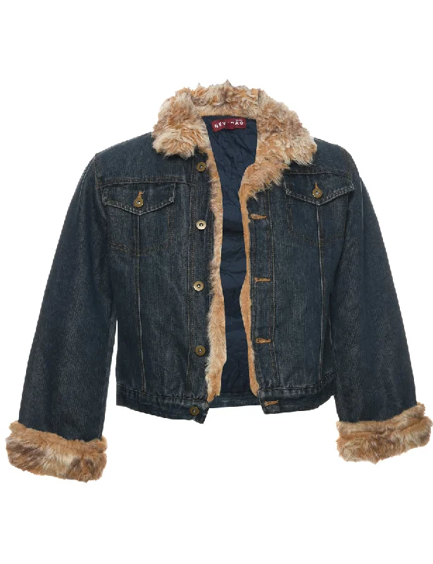 Relaxed Fits Button Front Y2K Denim Jacket - M