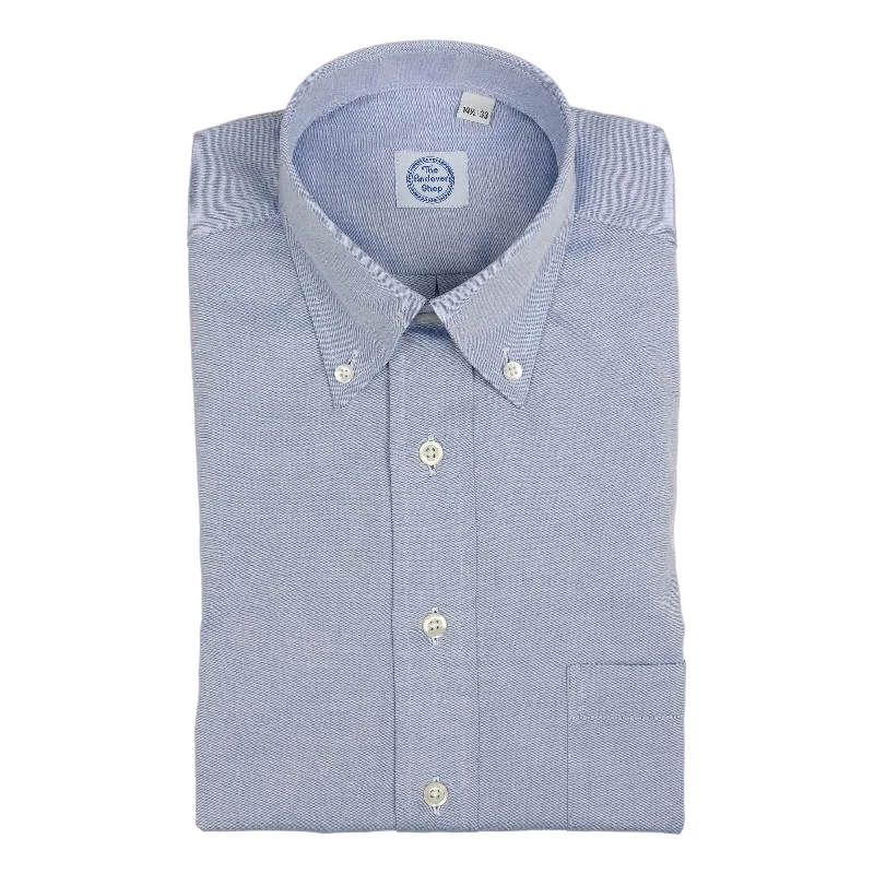 Retro Style True Blue Pinpoint Oxford Button Down Dress Shirt