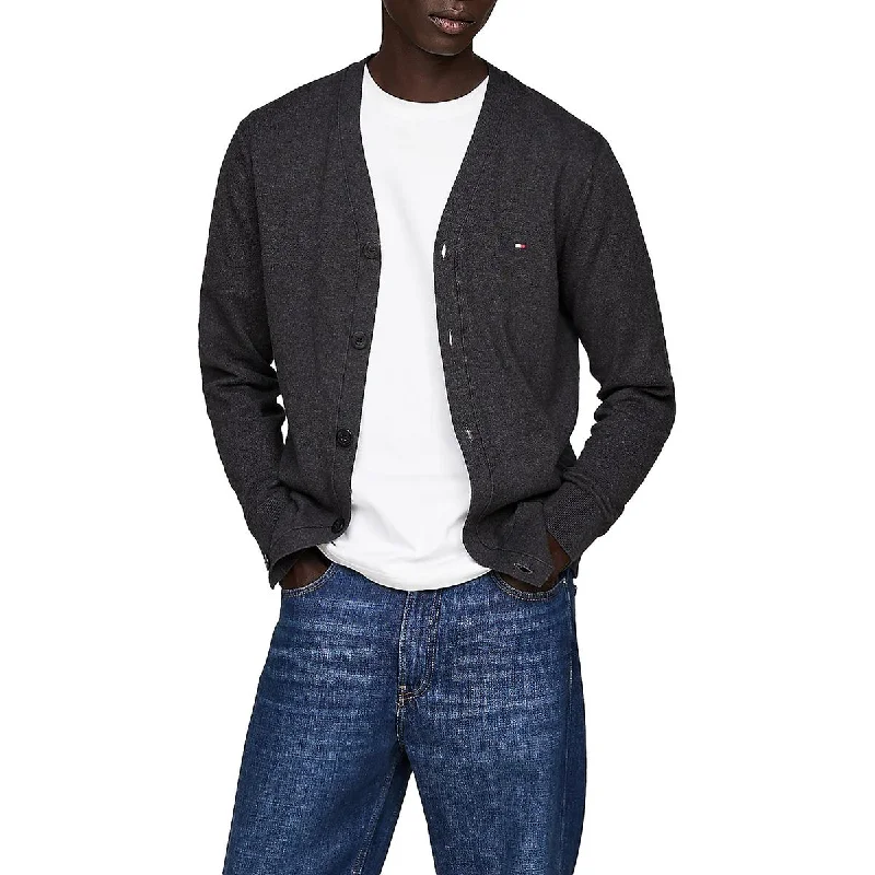 Stylish Comfort Mens Heathered Knit Cardigan Sweater