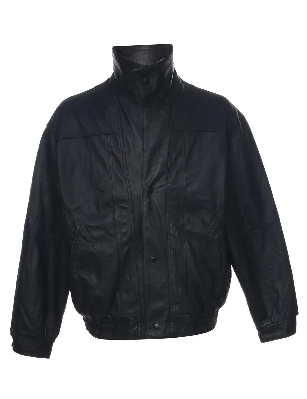 Casual Essentials Black Leather Jacket - L