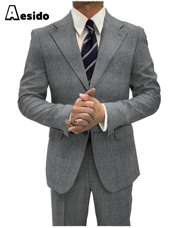 Tailored Comfort 2 Pieces Single Button Notch Lapel Men Suit (Blazer+Pants)