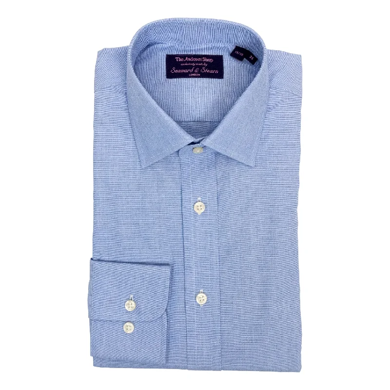 Effortless Comfort Blue End-on-End Spread Collar Dress Shirt