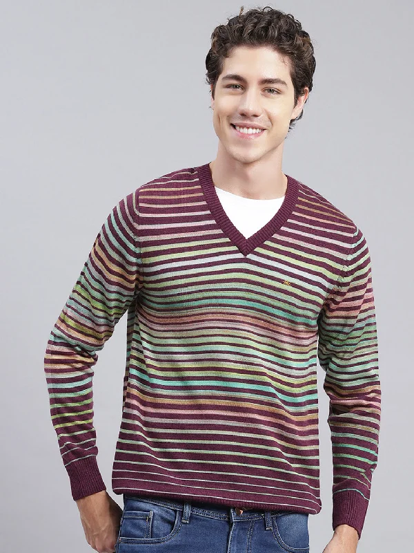 Stylish Apparel Men Multicolor Stripe Wool blend Pullover
