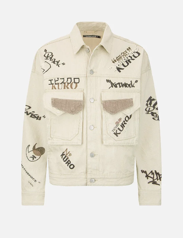 Simple Styles Monogram Print Denim Jacket