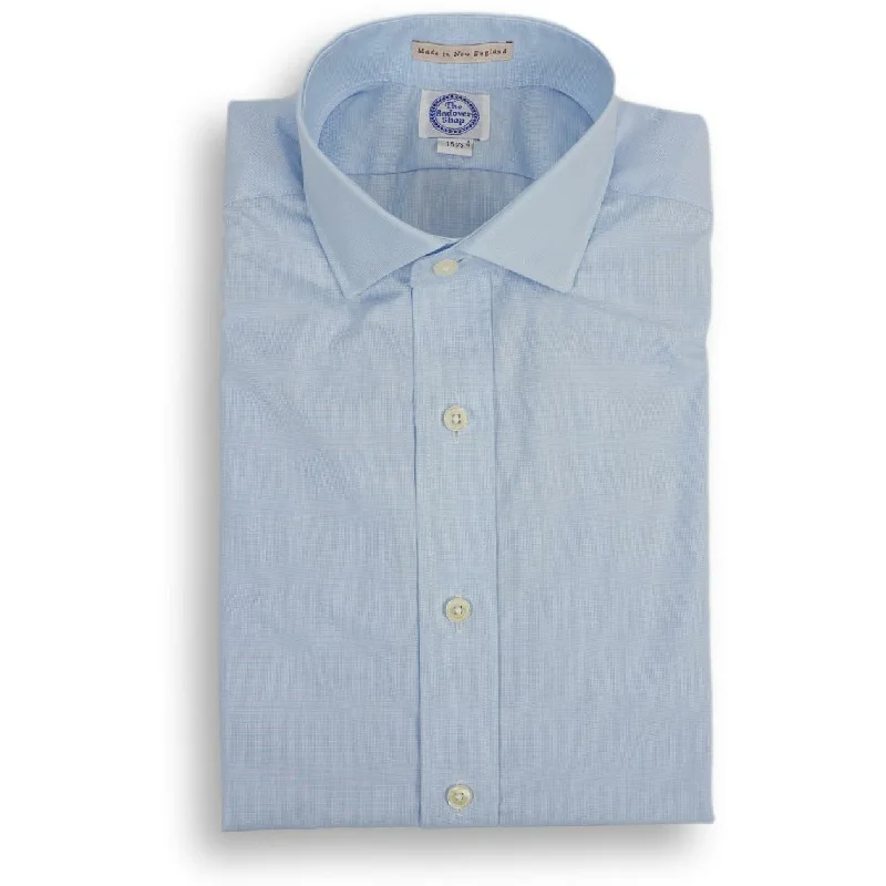 Cool Comfort Blue Micro Check Spread Collar Trim Fit Dress Shirt