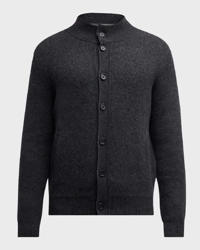 Sporty Suits Men's Mock Neck Cashmere Cardigan