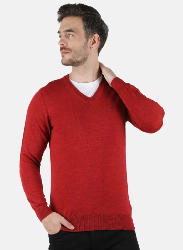 Premium Outfits Men Red Solid Pullover