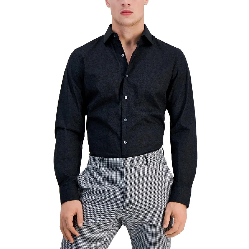 Casual Comfort Bar III Mens Printed Cotton Stretch Button-Down Shirt