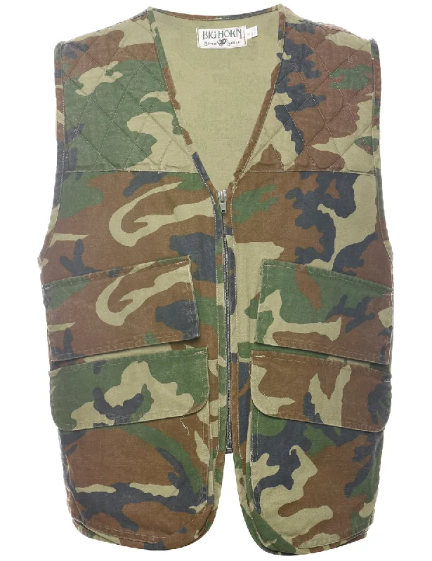 Active Comfort Woodland Camouflage Design Waistcoat - XL