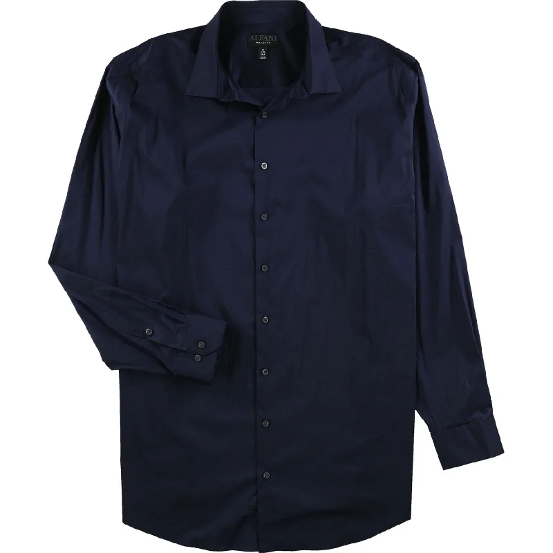 Laid-Back Wear Alfani Mens Tech Button Up Dress Shirt, Blue, 18" Neck 37"-38" Sleeve