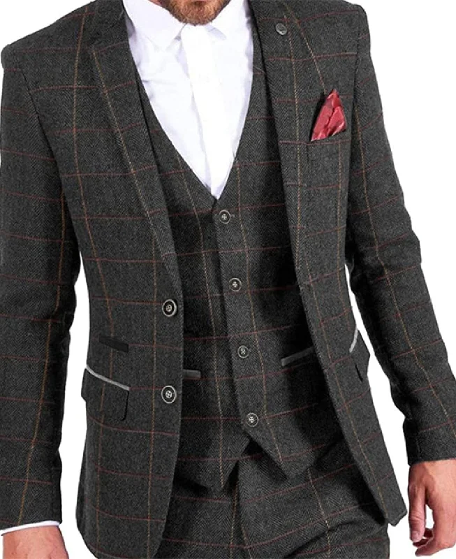 Modern Apparel Formal Plaid 3 Pieces Mens Suit Tuxedos (Blazer+vest+Pants)