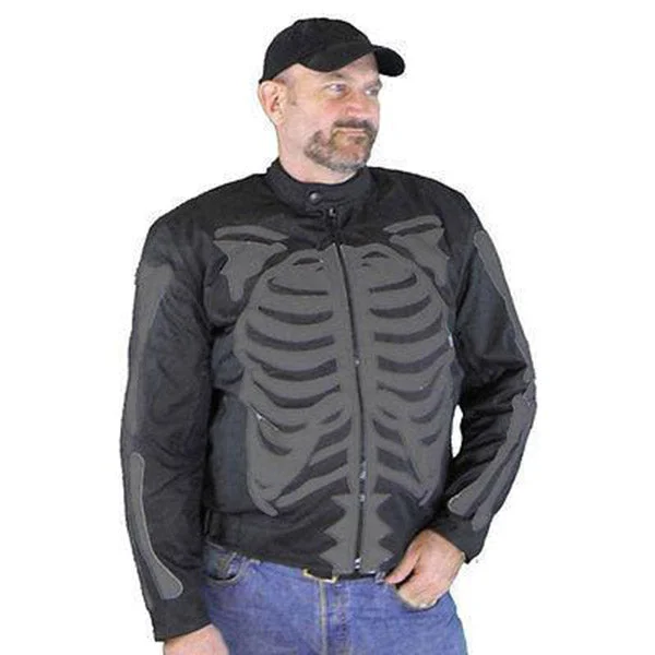 Street Style VL1530 Reflective Skeleton Textile Jacket with Dark Gray Bones