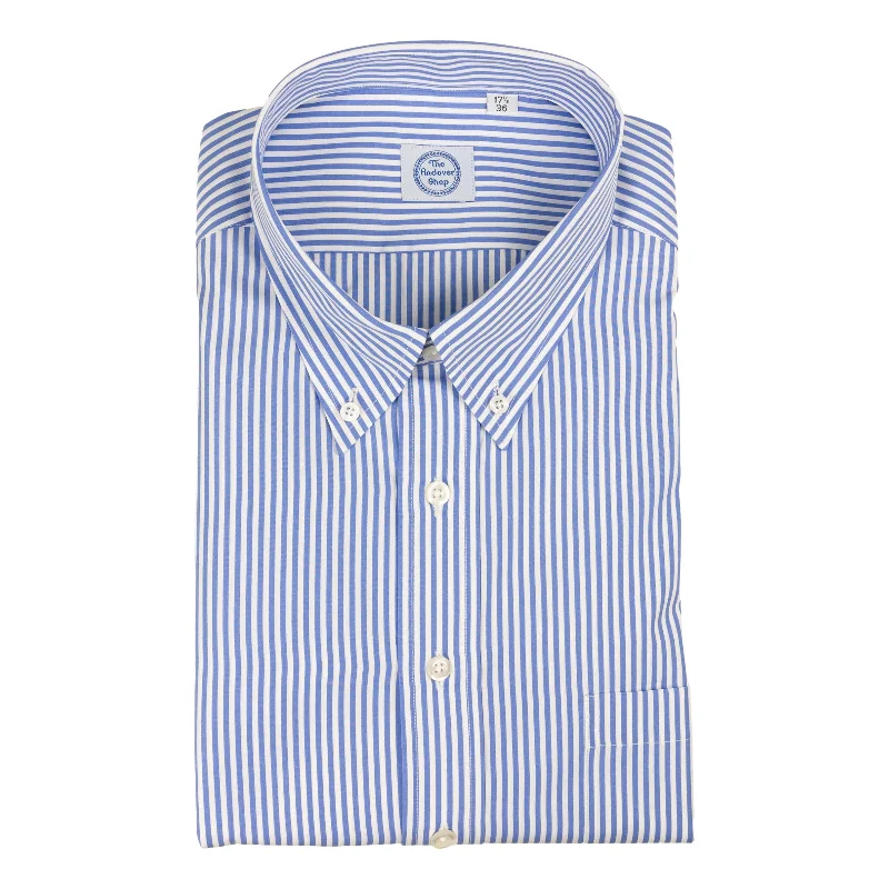Lounge Wear Blue Banker Stripe Button Down Dress Shirt