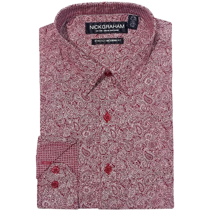 Active Comfort Nick Graham Mens Paisley Cotton Button-Down Shirt