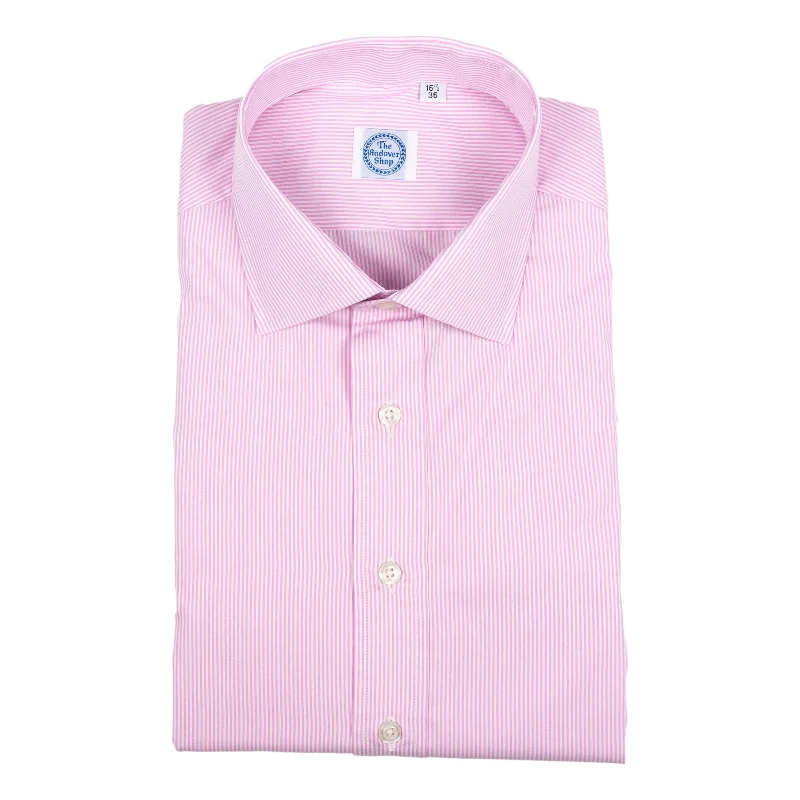 Stylish Comfort Pink Stripe Spread Collar Dress Shirt