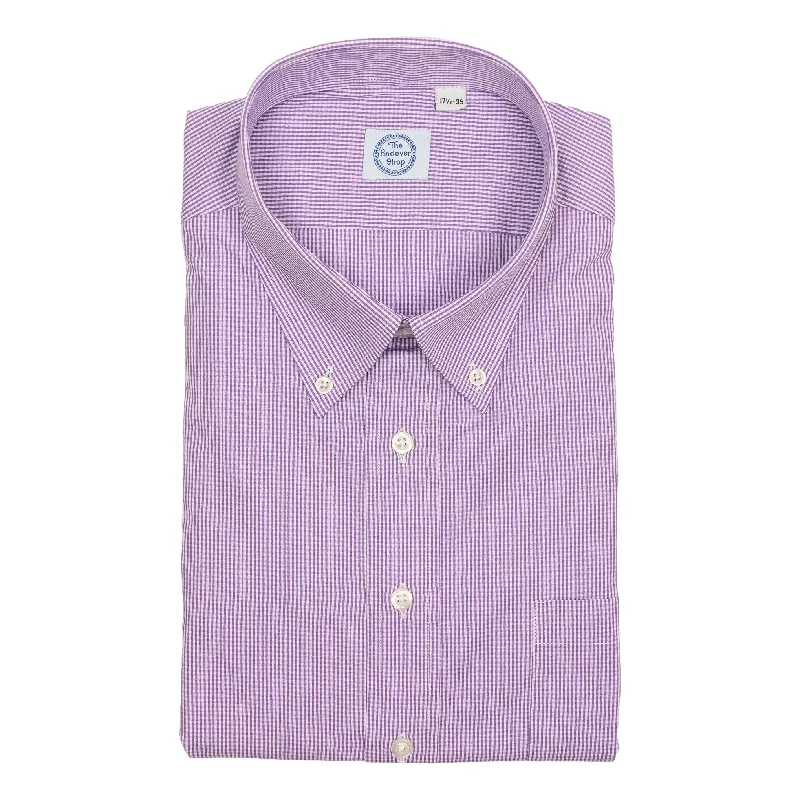 Essential Wardrobe Purple Micro Gingham Button Down Dress Shirt