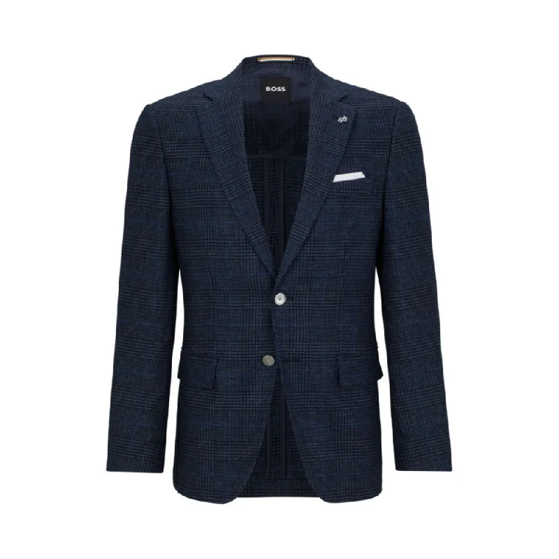 Retro Style Slim-fit jacket in a checked stretch-wool blend