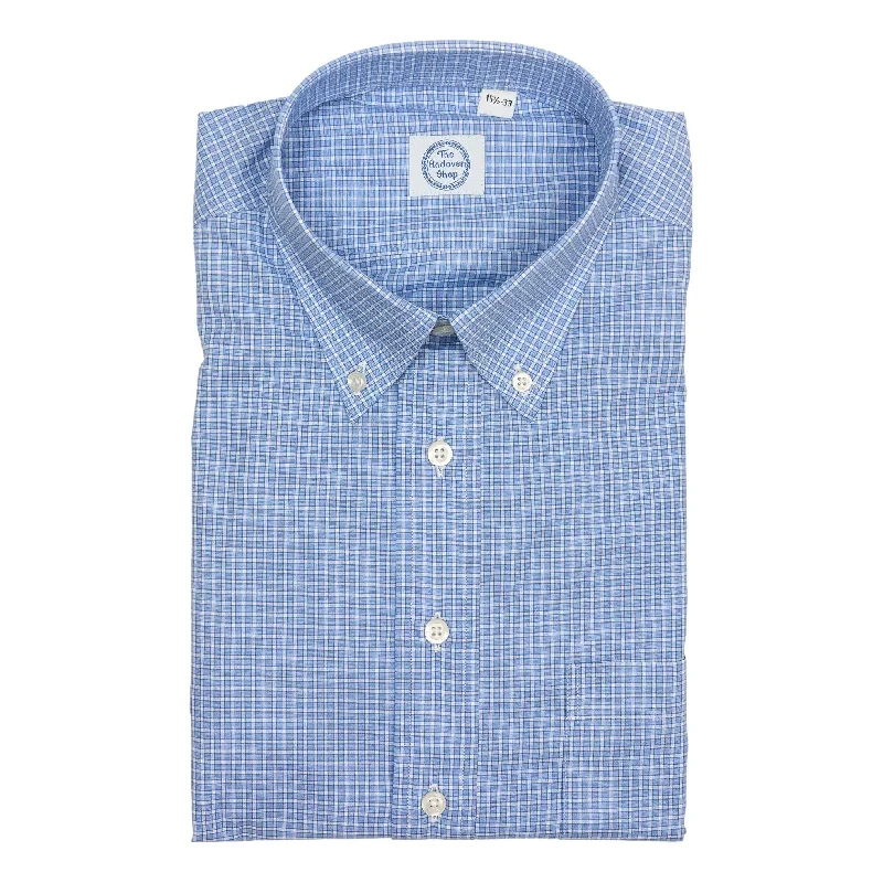 Soft Layers Blue and White Check Button Down Dress Shirt