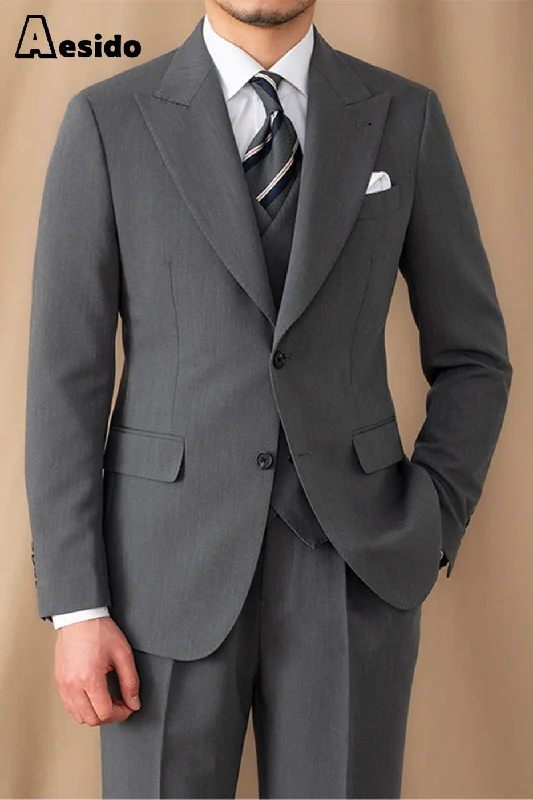 Outdoor Gear Men's Suit 3 Piece Grey Business Casual Peak Lapel Jacket (Blazer+Vest+Pants) Outdoor Gear Men's Suit 3 Piece Grey Business Casual Peak Lapel Jacket (Blazer+Vest+Pants)