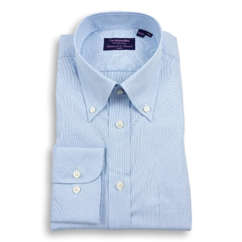 Modern Backpacks Powder Blue Hairline Stripe Button Down Dress Shirt
