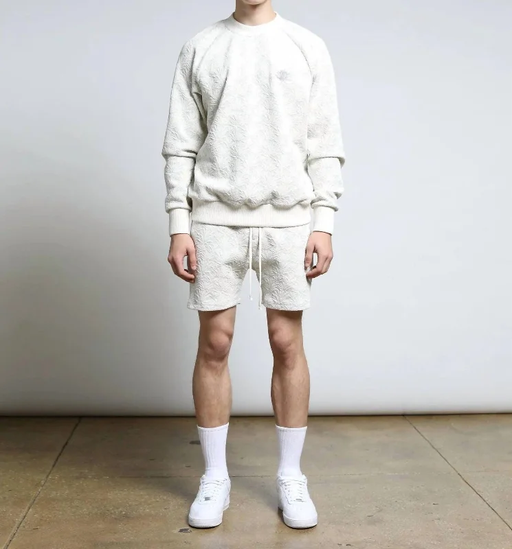 Everyday Essentials Agave 3D Blister Raglan Crewneck Top In Lavender