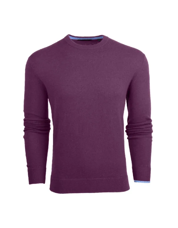 Modern Casuals Tomahawk Cashmere Crewneck Sweater In Aubergine