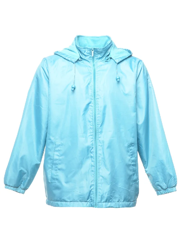 Casual Knitwear Light Blue Hooded Jacket - L